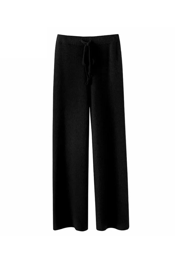 Men's Knit Wide-Leg Lounge Trousers with Ribbed Waist