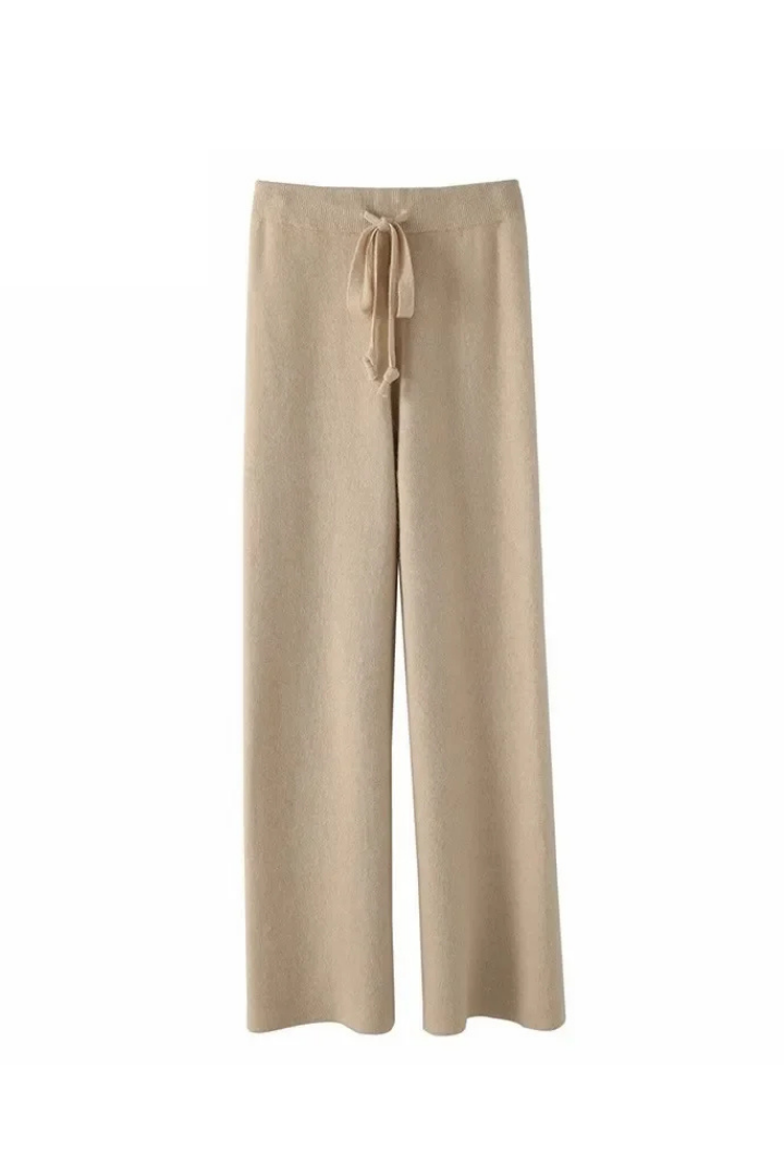 Men's Knit Wide-Leg Lounge Trousers with Ribbed Waist