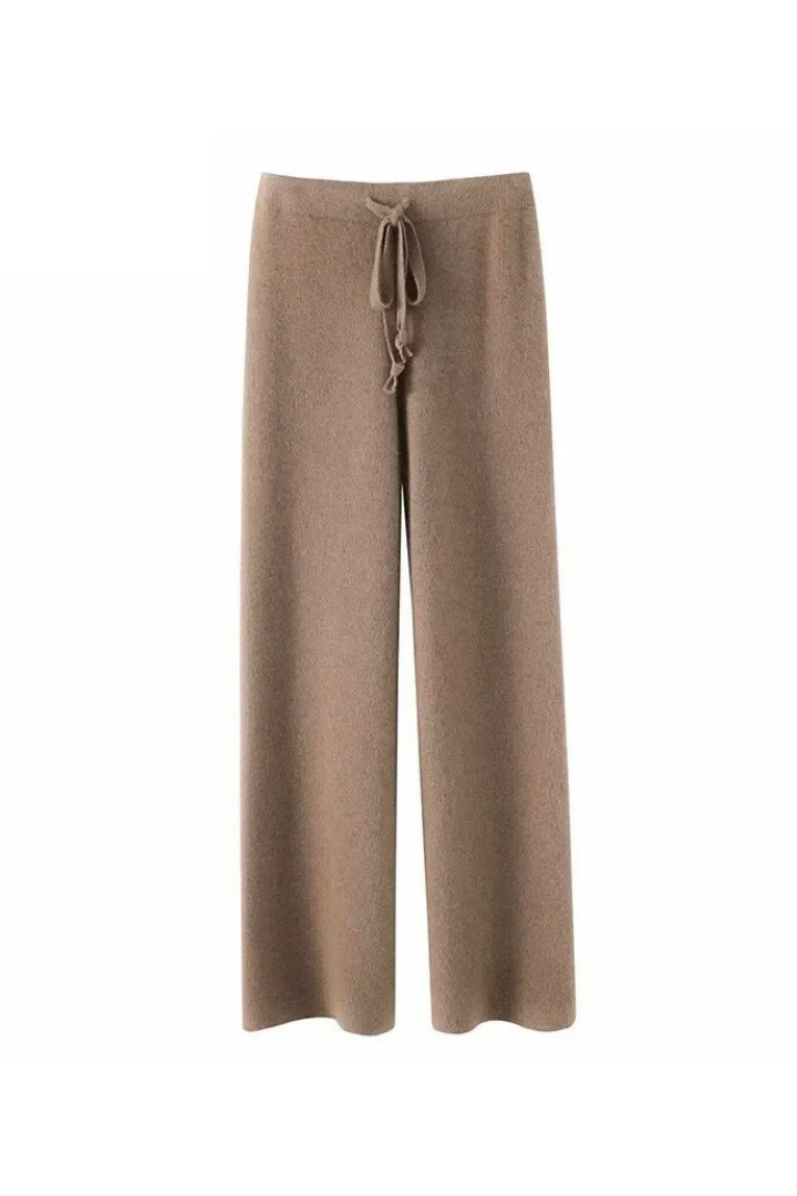 Men's Knit Wide-Leg Lounge Trousers with Ribbed Waist