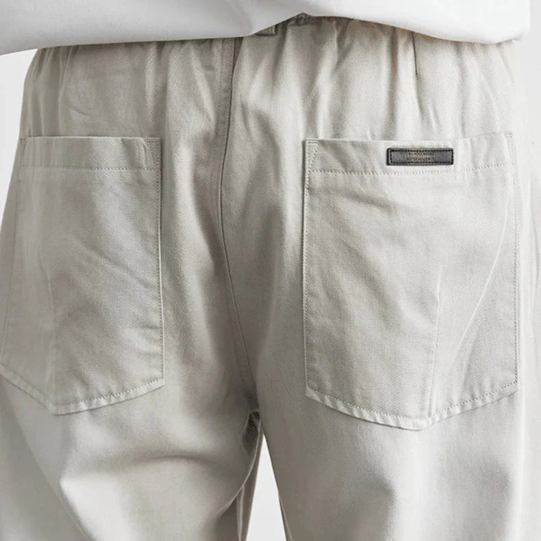 Men's Washed Wide-Leg Trousers with Knee Panels