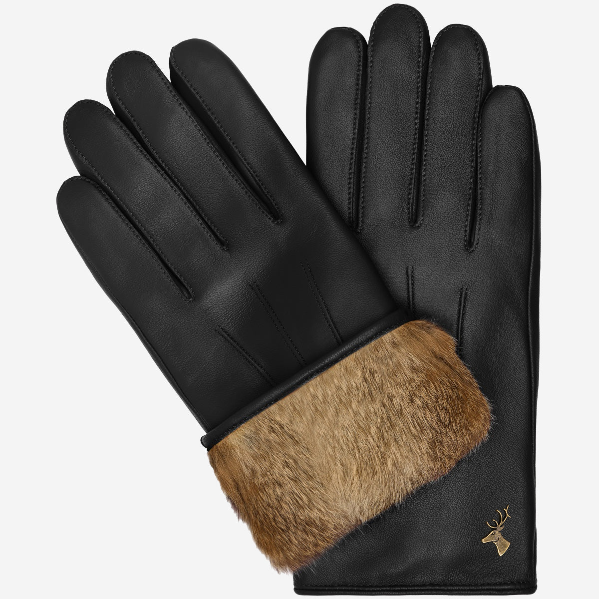 Men's Faux Leather Touchscreen Winter Gloves in Black