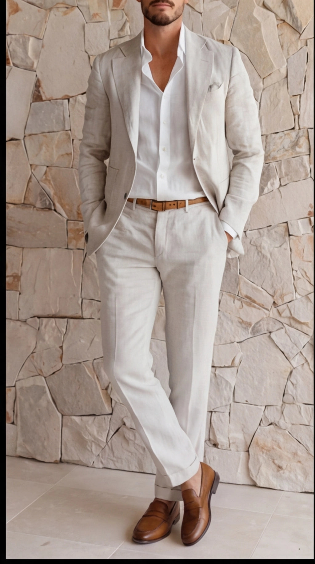 Men’s Linen Suit with Tailored Blazer