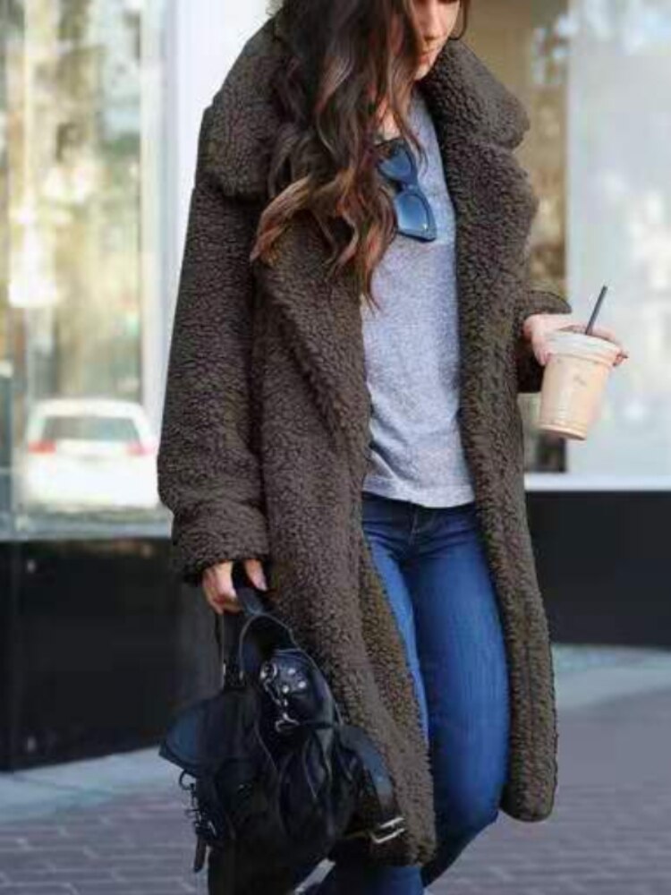 Women’s Long Warm Teddy Coat
