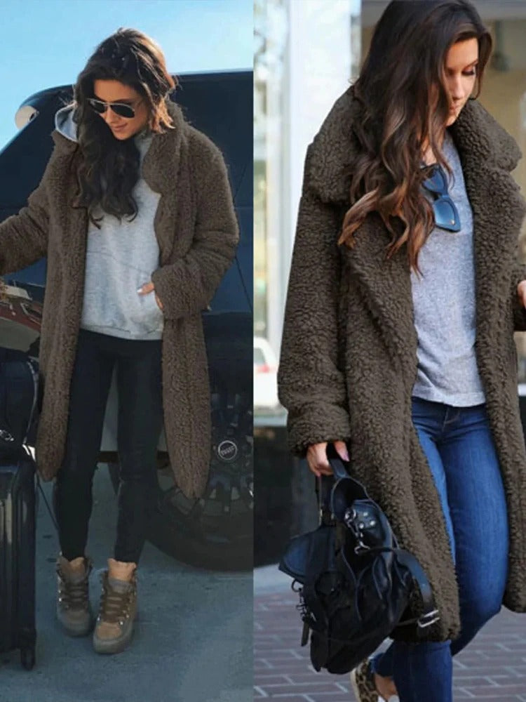 Women’s Long Warm Teddy Coat