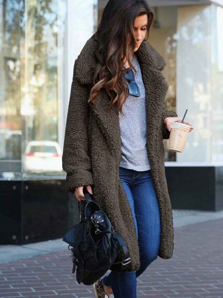 Women’s Long Warm Teddy Coat