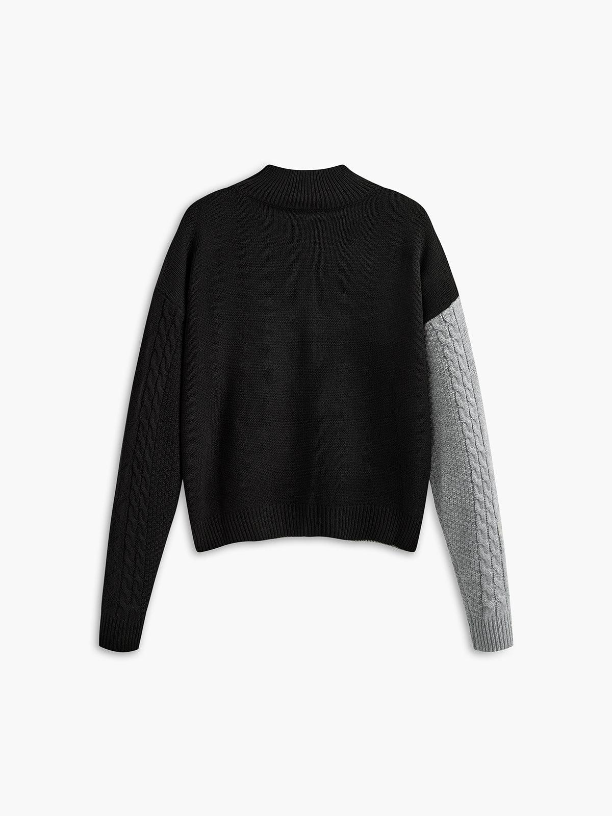 Women's Asymmetric Cable Knit Mock Neck Jumper