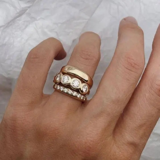 Women's Baroque Crystal Stacking Ring Set of 3