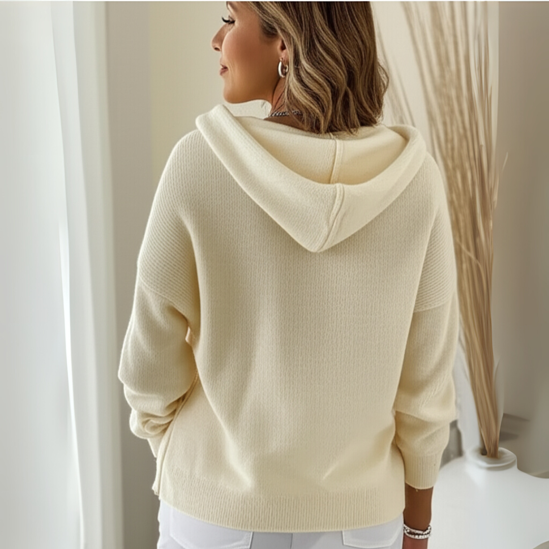 Women's Hooded Button-Up Knit Cardigan