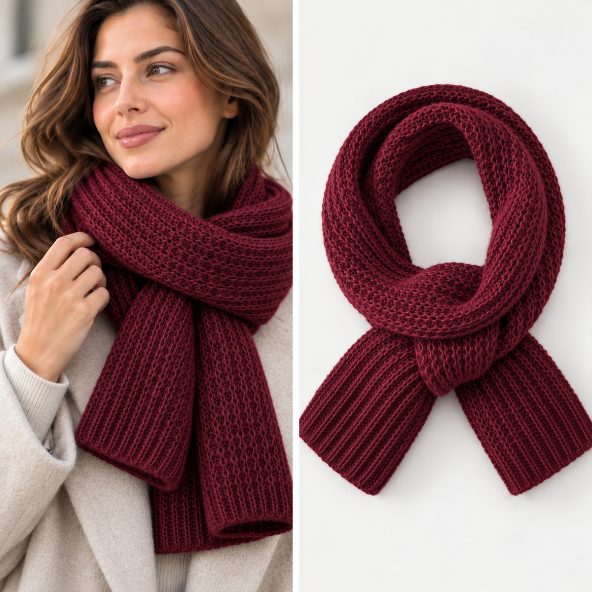 Women's Chunky Rib Knit Keyhole Scarf