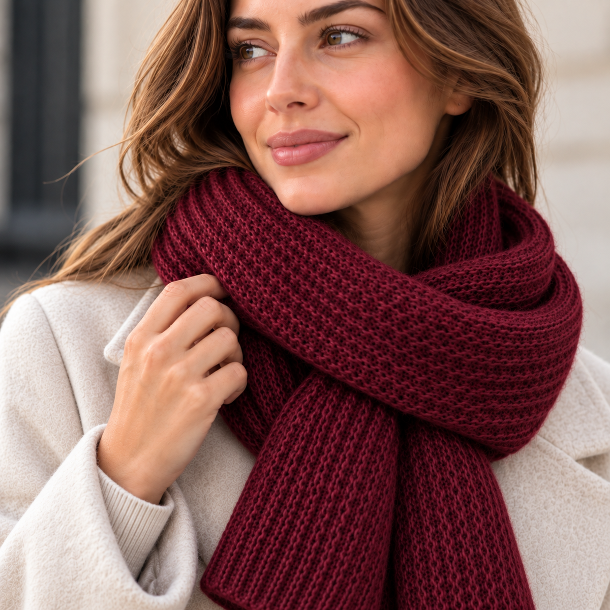 Women's Chunky Rib Knit Keyhole Scarf