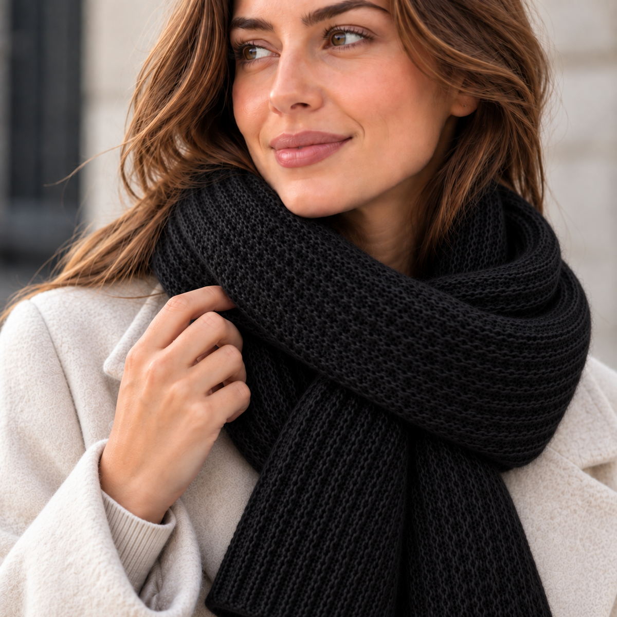 Women's Chunky Rib Knit Keyhole Scarf