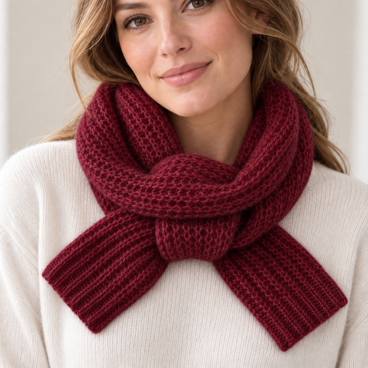 Women's Chunky Rib Knit Keyhole Scarf