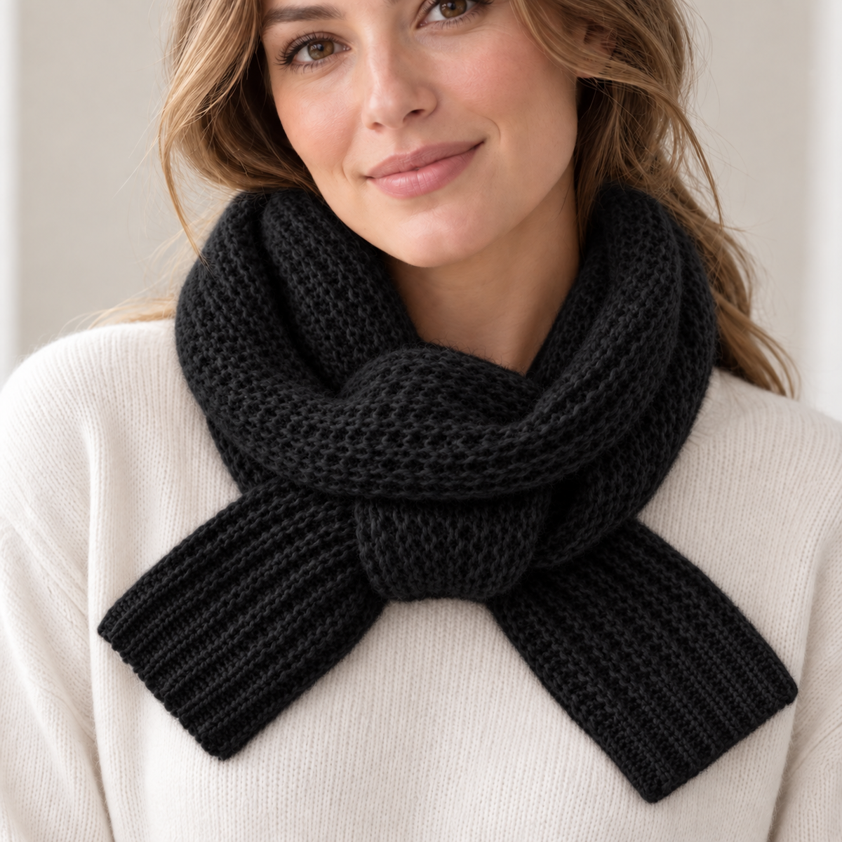 Women's Chunky Rib Knit Keyhole Scarf