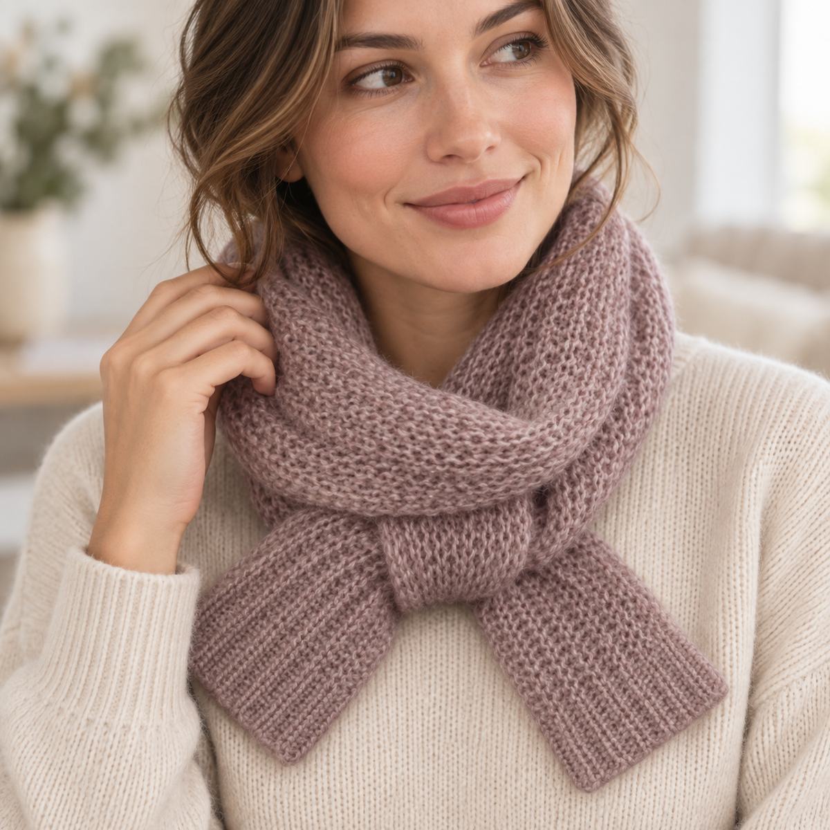 Women's Chunky Rib Knit Keyhole Scarf