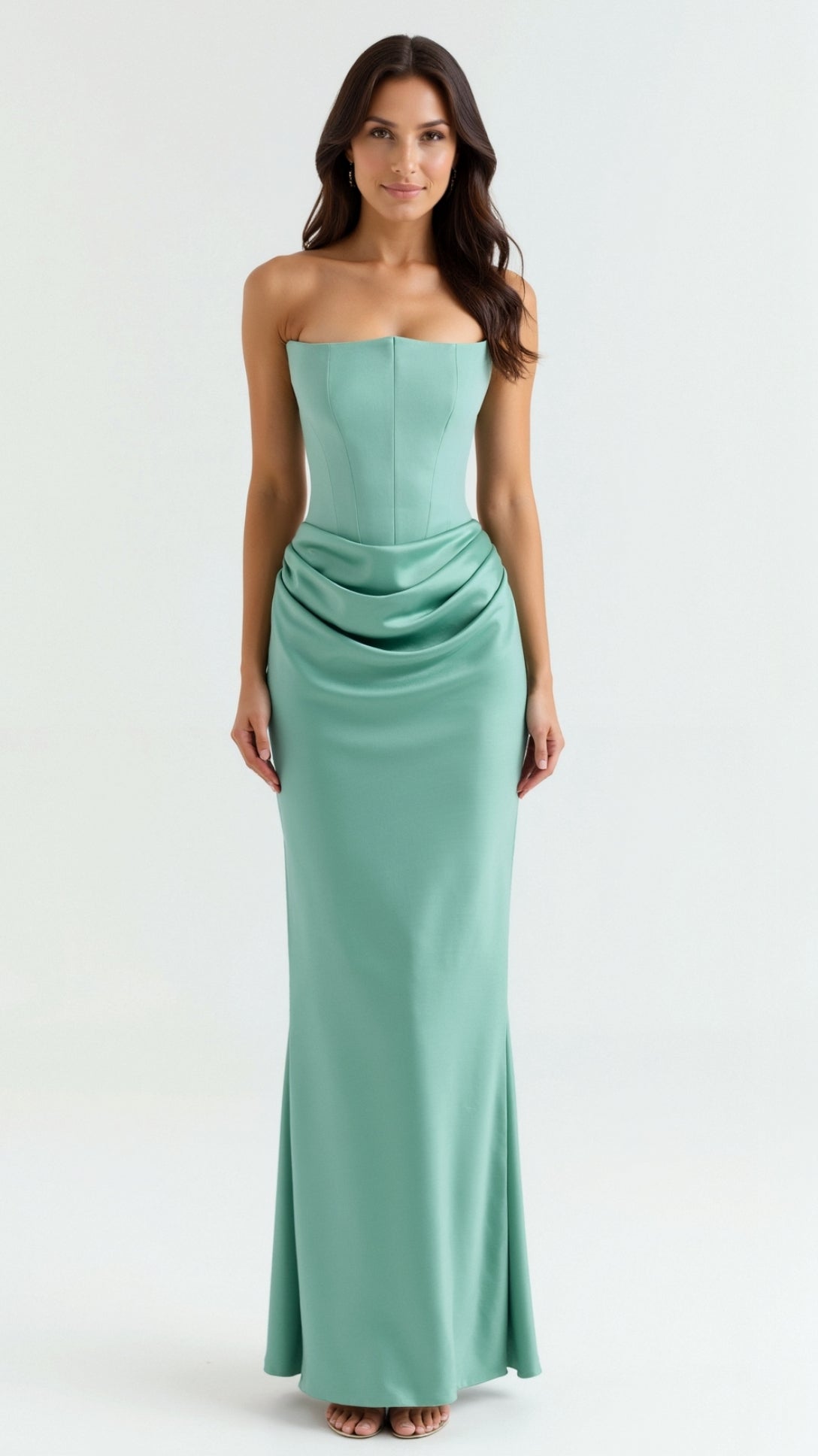Women's Strapless Corset Column Maxi Dress