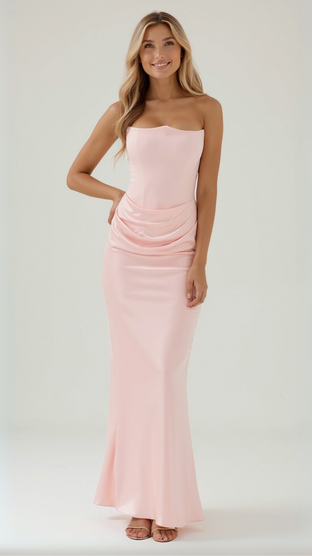Women's Strapless Corset Column Maxi Dress