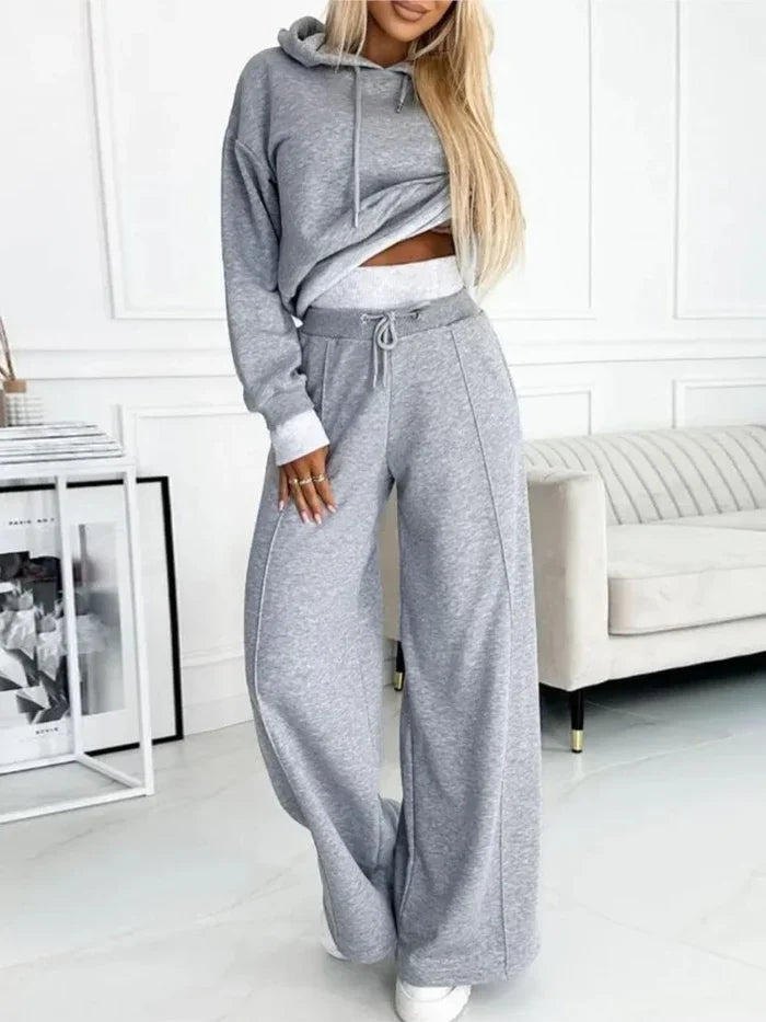 Women's Cropped Hoodie & Wide-Leg Trouser Co-Ord Set