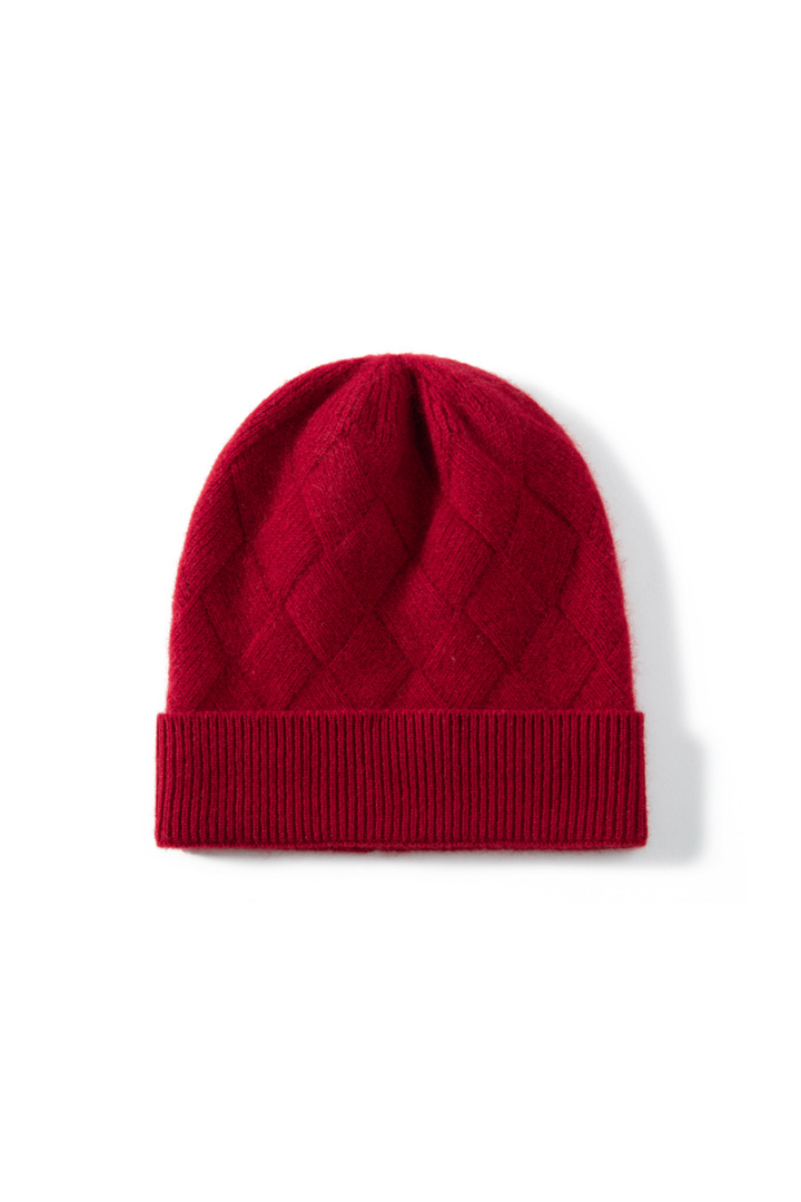 Women's Diamond Knit Turn-Up Beanie Hat