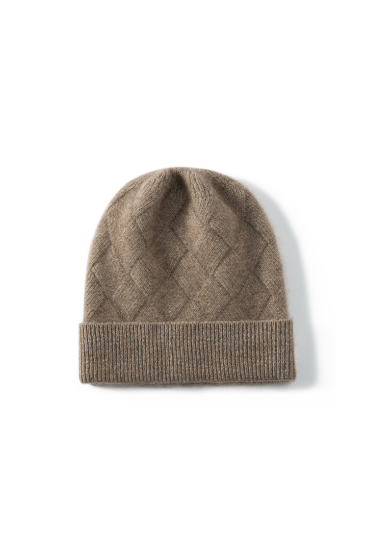 Women's Diamond Knit Turn-Up Beanie Hat