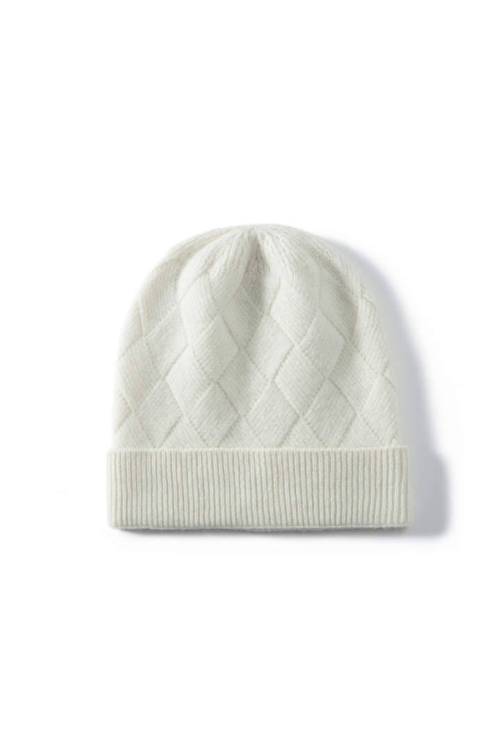 Women's Diamond Knit Turn-Up Beanie Hat