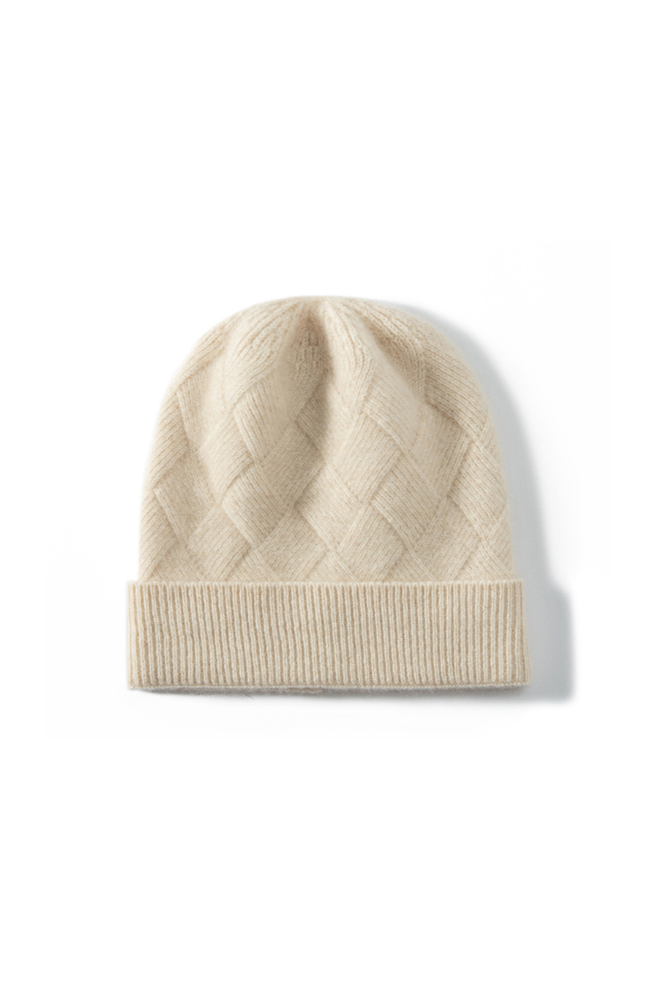 Women's Diamond Knit Turn-Up Beanie Hat