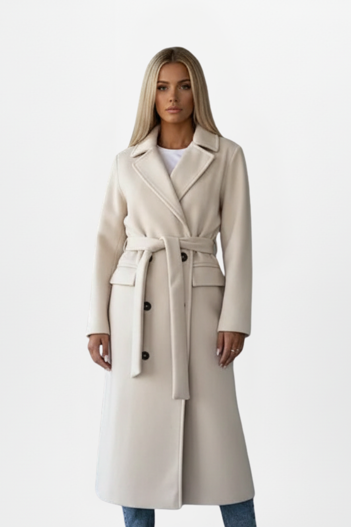 Women's Belted Double-Breasted Wool-Look Wrap Coat
