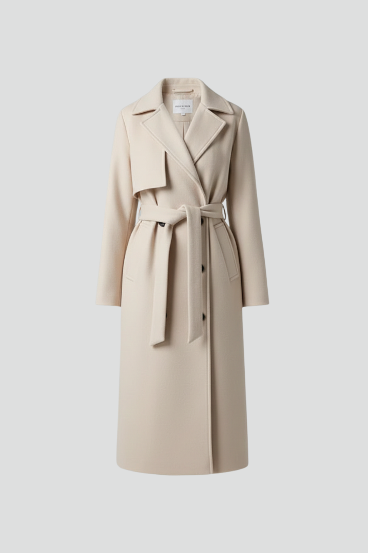 Women's Belted Double-Breasted Wool-Look Wrap Coat
