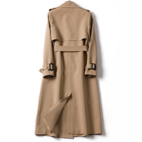 Women's Belted Double-Breasted Long Trench Coat