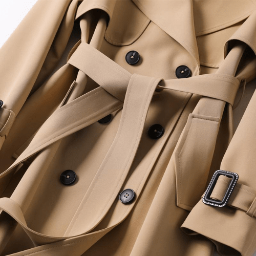 Women's Belted Double-Breasted Long Trench Coat