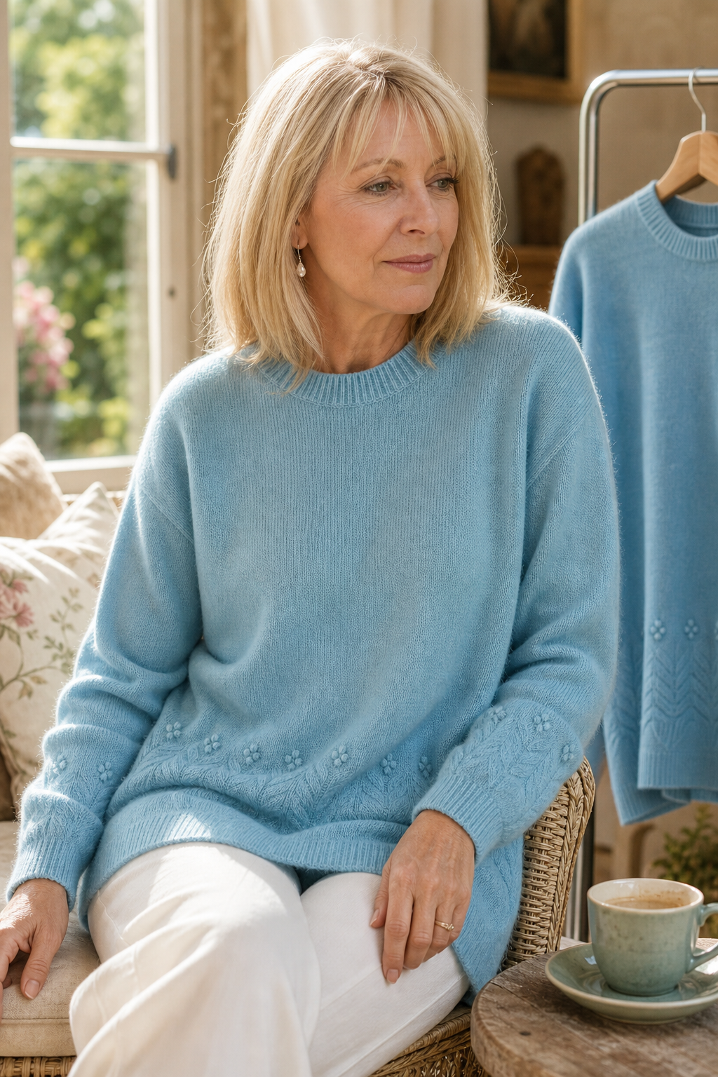 Women's Embroidered Cable Knit Crew Neck Jumper