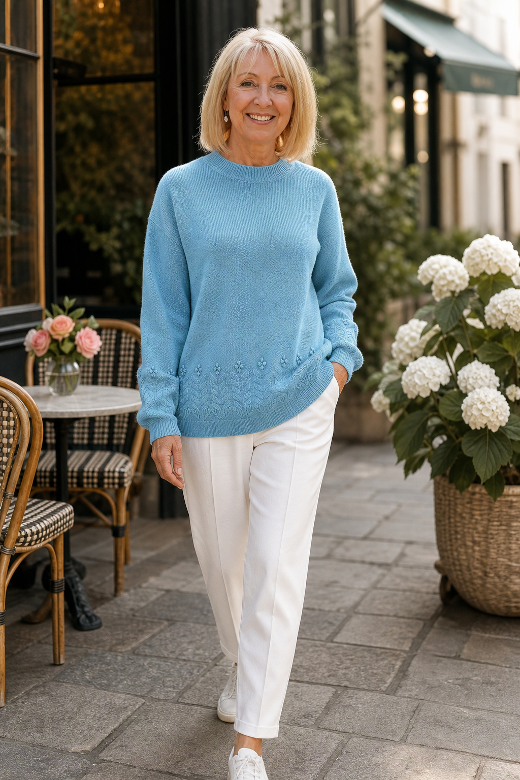 Women's Embroidered Cable Knit Crew Neck Jumper