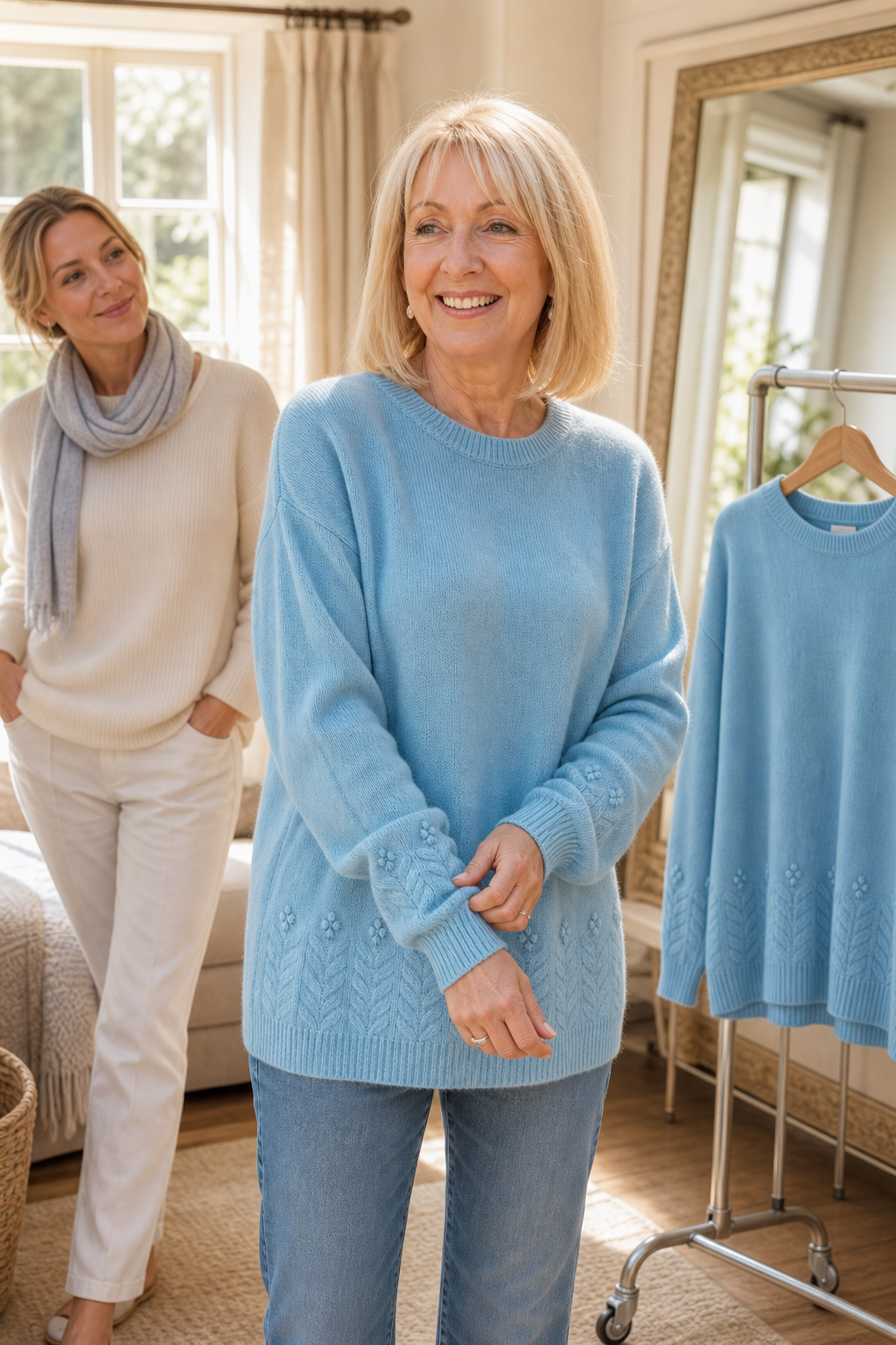 Women's Embroidered Cable Knit Crew Neck Jumper