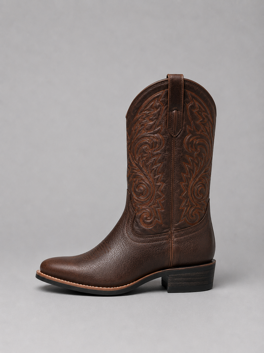 Women's Embroidered Western Faux Leather Cowboy Boots in Brown