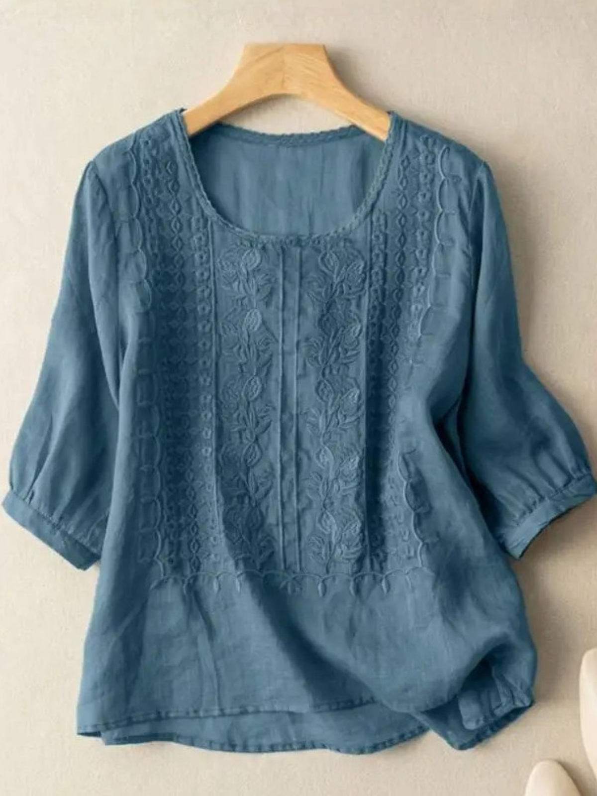 Women's Embroidered Three-Quarter Sleeve Blouse