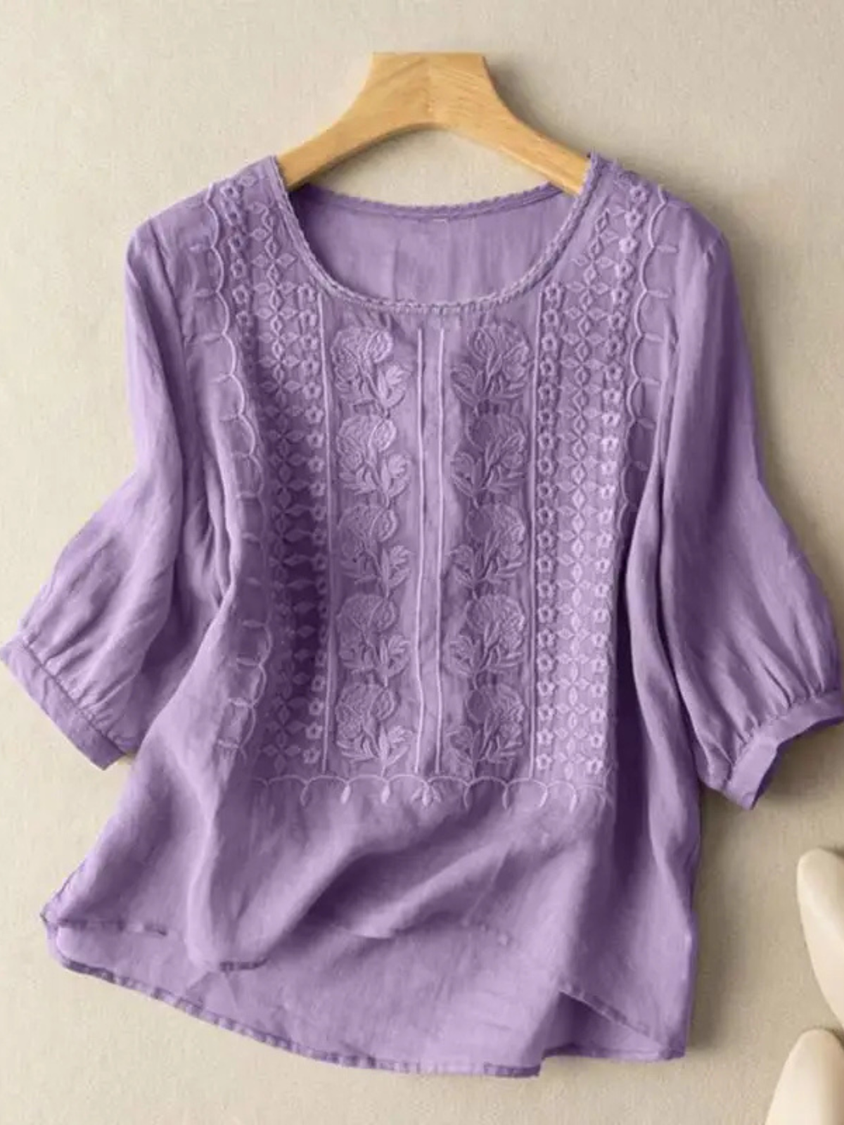 Women's Embroidered Three-Quarter Sleeve Blouse