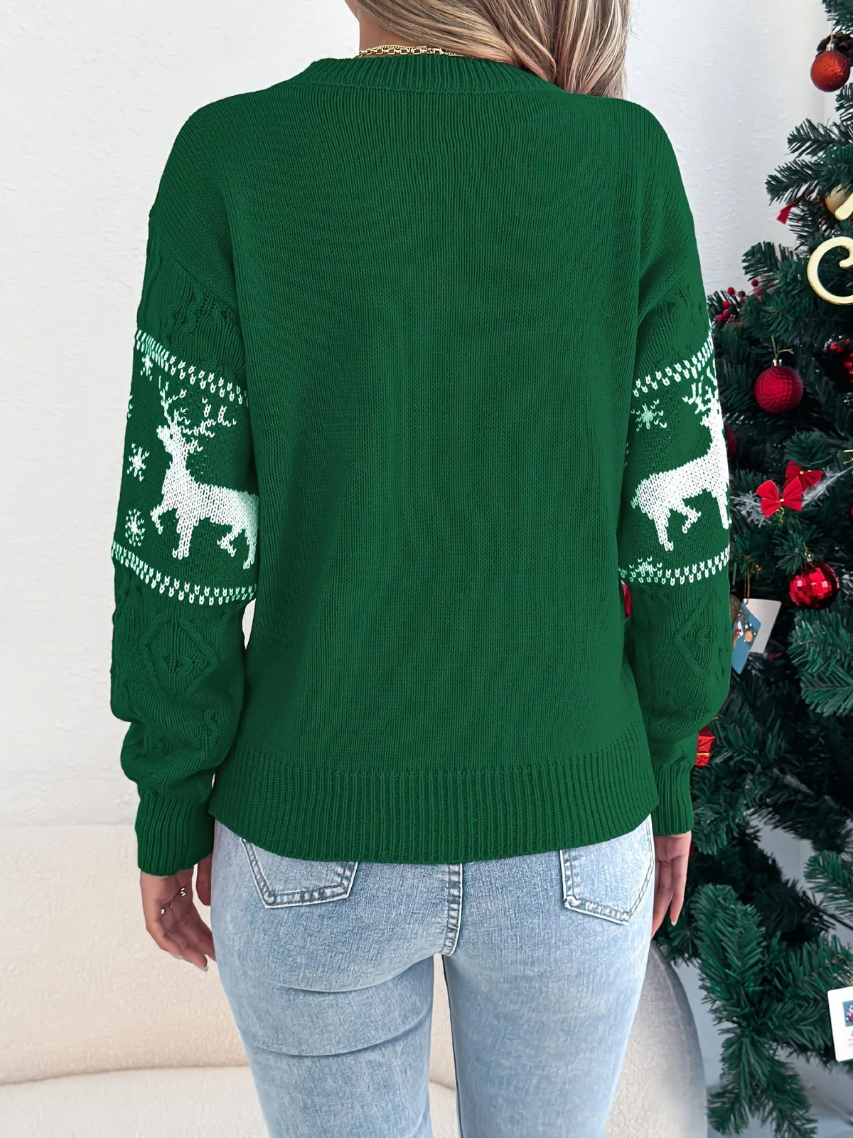 Women's Christmas Jumper Fair Isle Reindeer Cable Knit