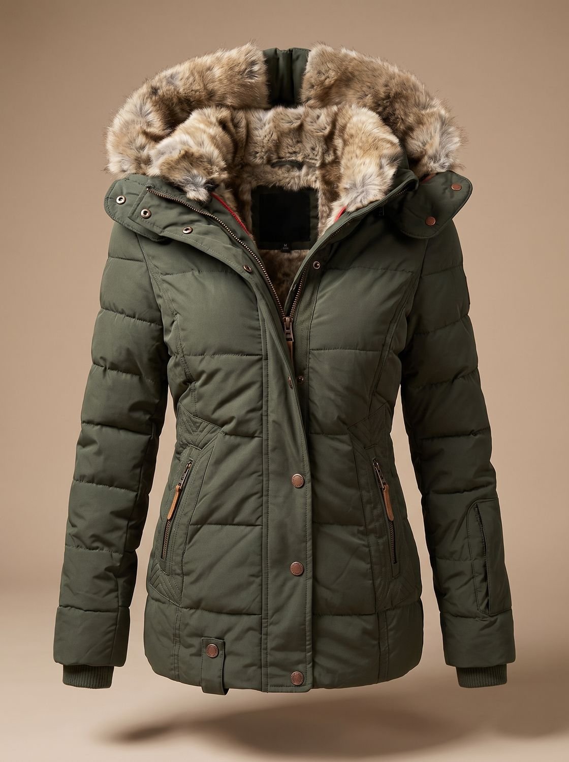 Women's Faux-Fur Hooded Quilted Puffer Coat