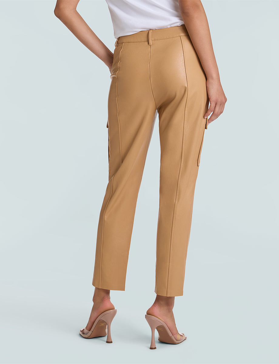 Women's Faux Leather Cropped Cargo Trousers