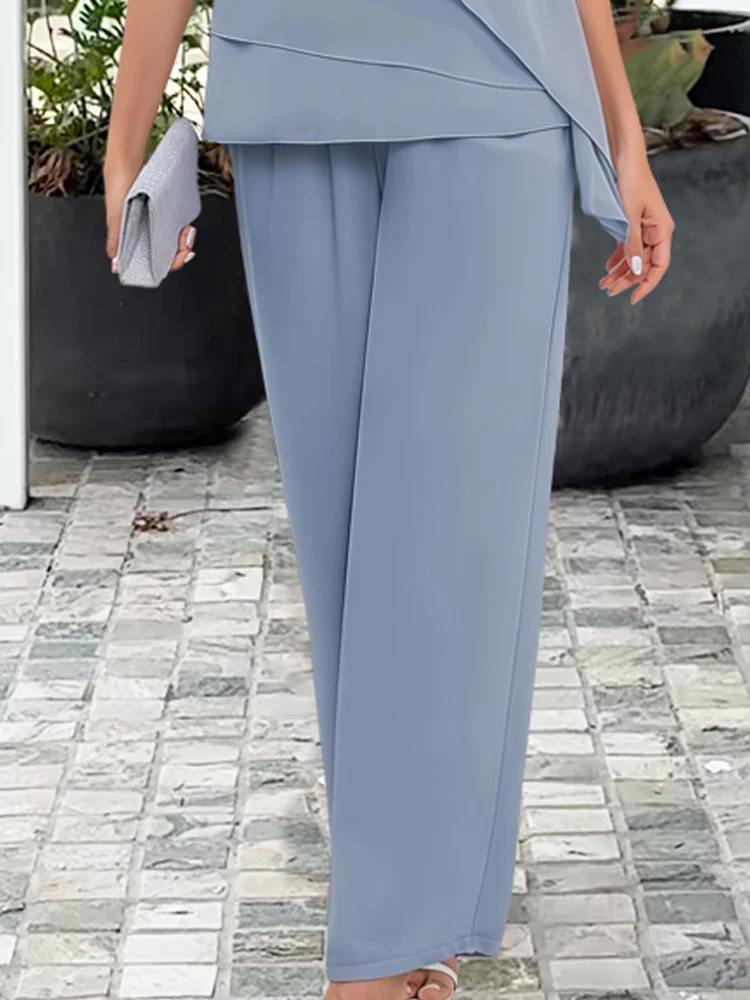 Women's Tiered Flutter Sleeve Top & Trouser Set for Weddings