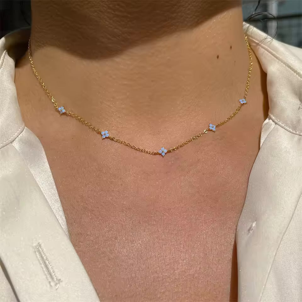 Women's Four-Leaf Charm Gold Chain Choker
