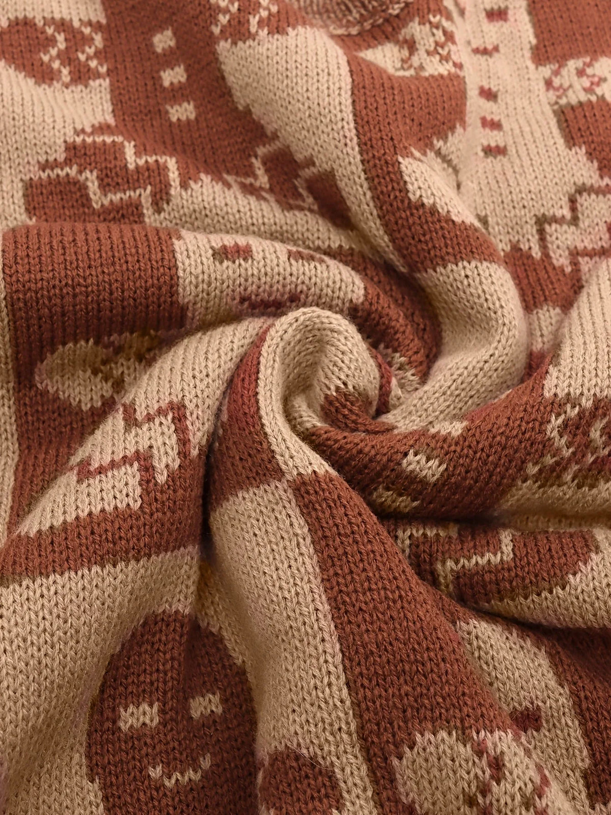 Women's Christmas Jumper Gingerbread Check Balloon Sleeve