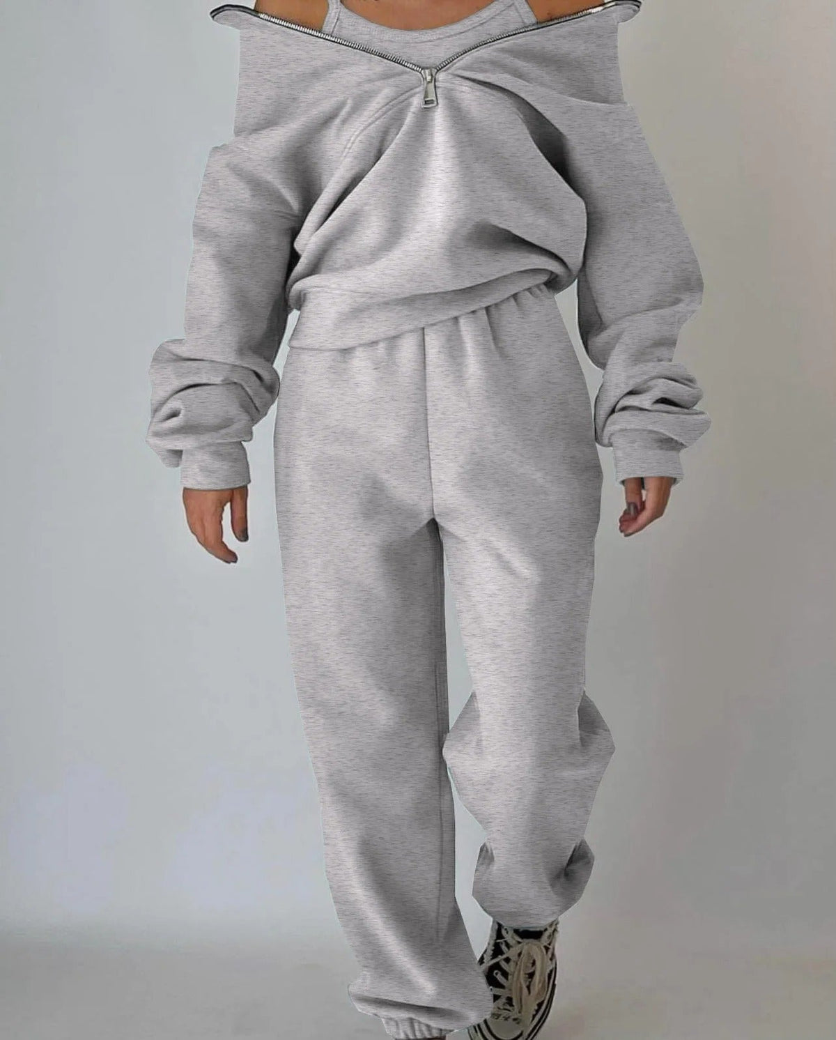 Women's Half-Zip Funnel Neck Tracksuit Set