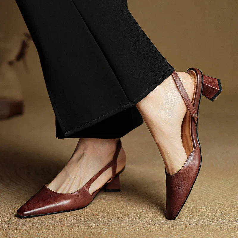 Women's Pointed Toe Slingback Block Heels