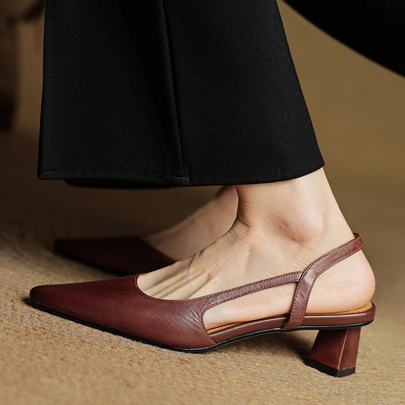 Women's Pointed Toe Slingback Block Heels