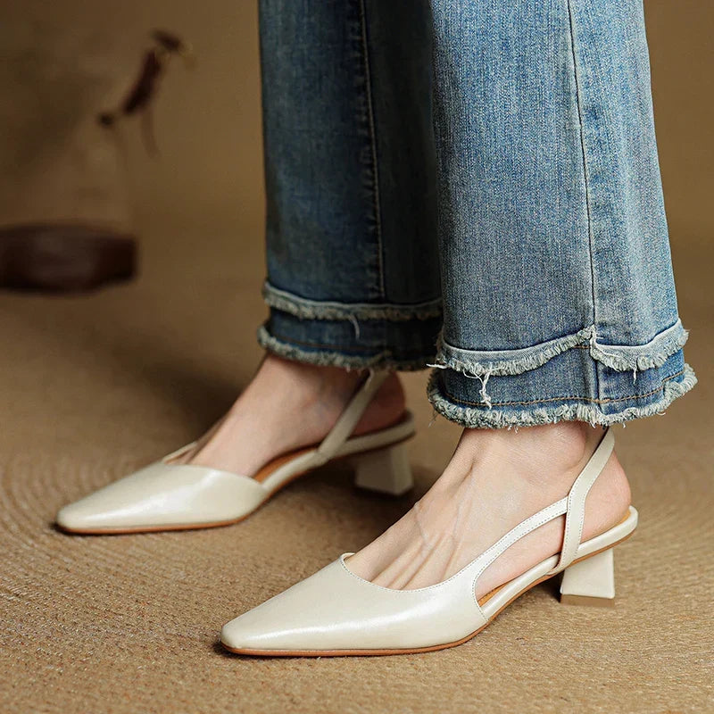 Women's Pointed Toe Slingback Block Heels