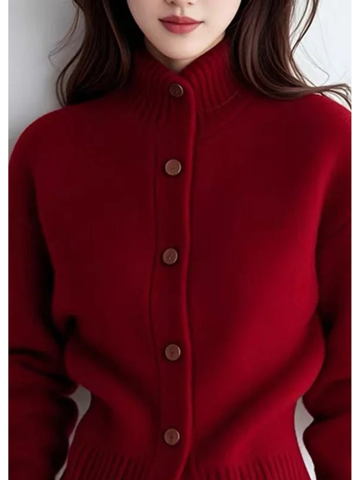 Women's High Neck Fitted Knit Cardigan