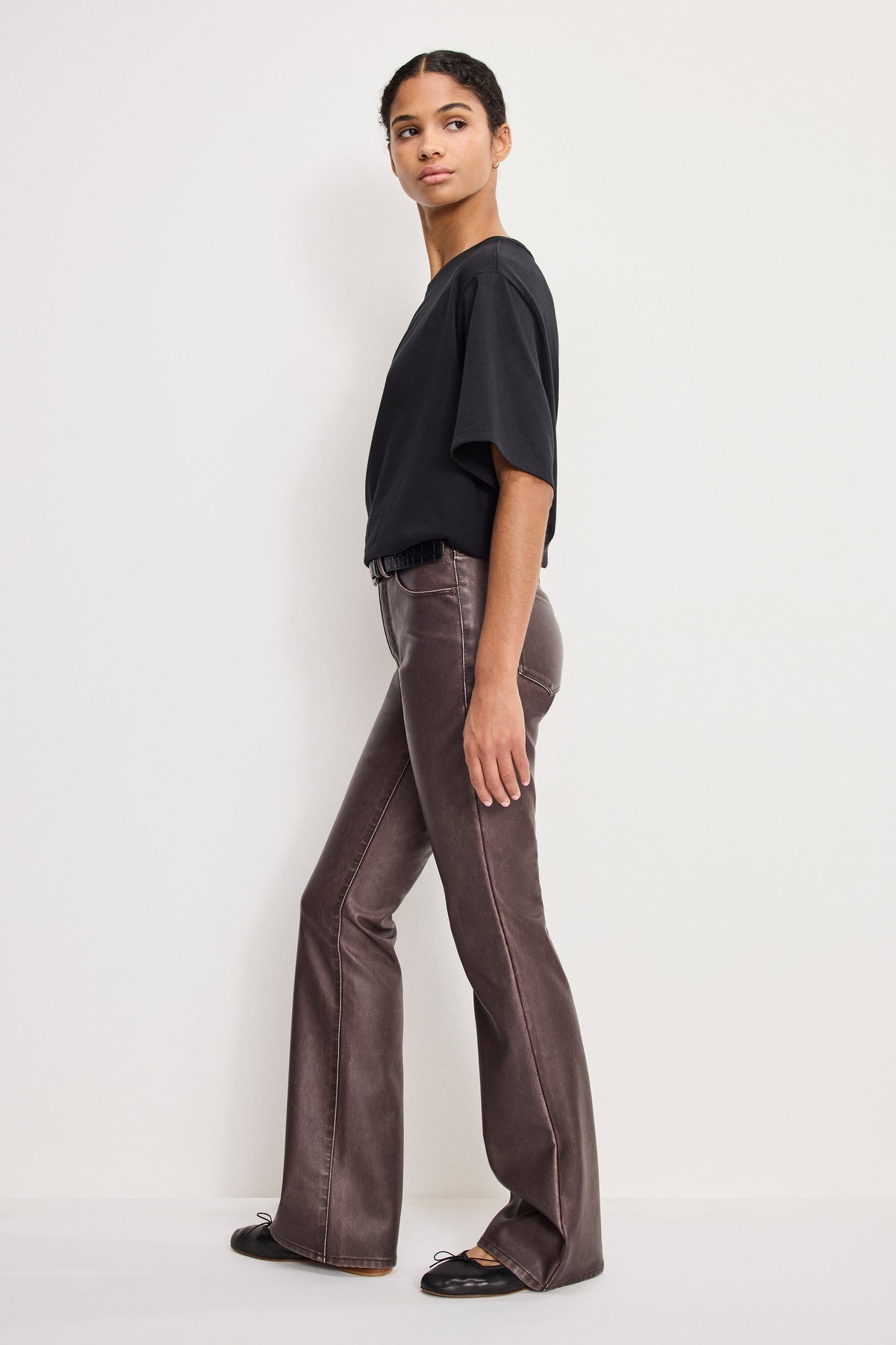 Women's High-Rise Slim Bootcut Faux Leather Trousers
