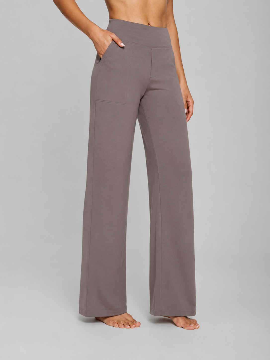 Women's High-Rise Wide-Leg Trousers with Pockets