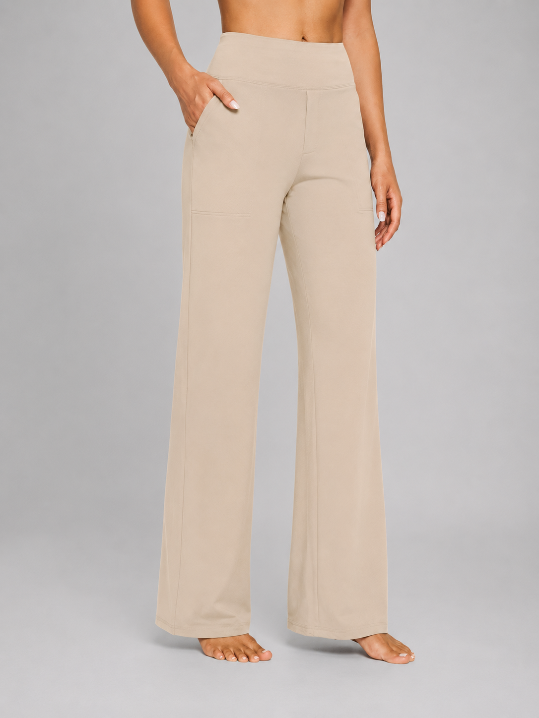 Women's High-Rise Wide-Leg Trousers with Pockets