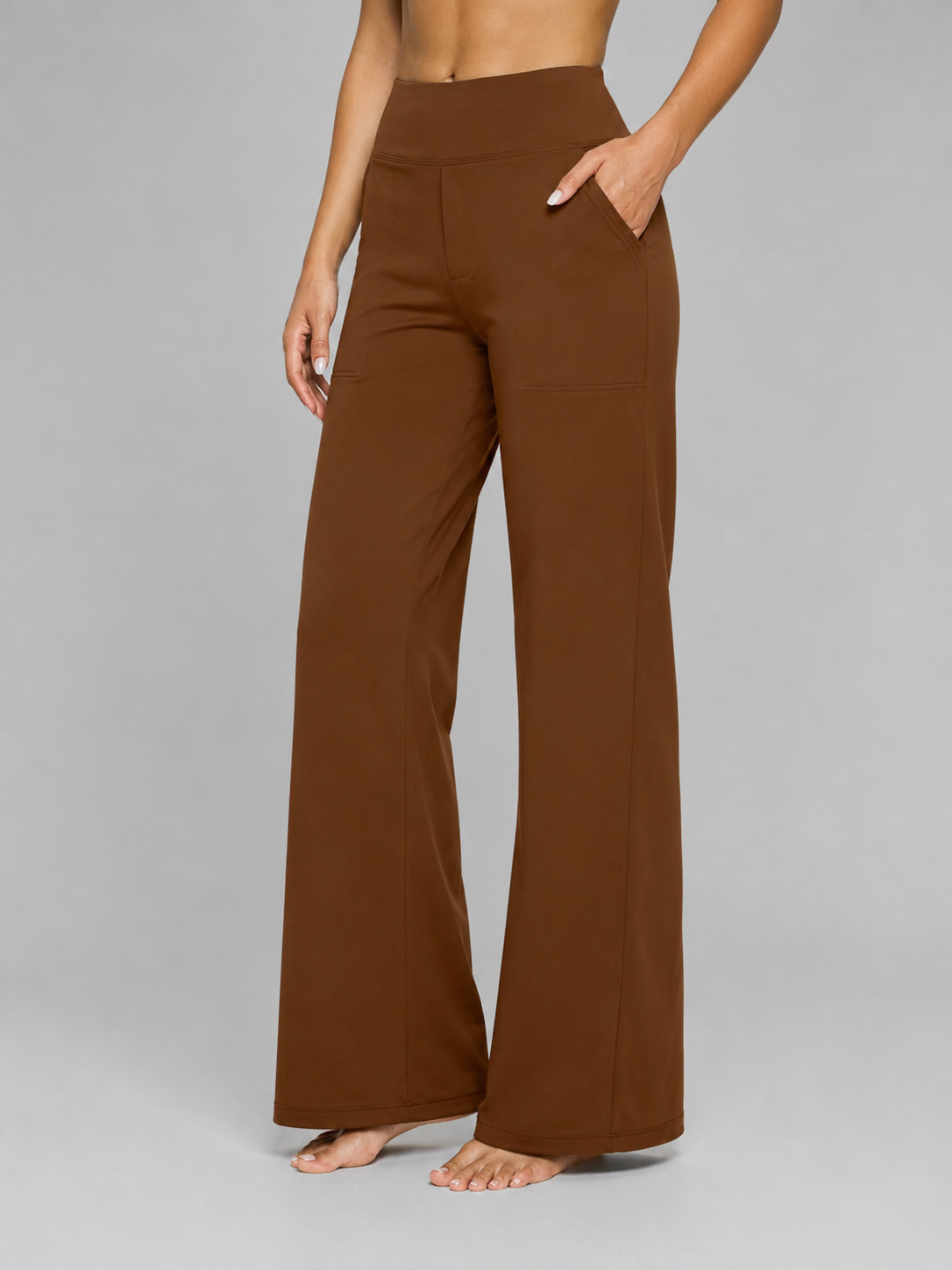 Women's High-Rise Wide-Leg Trousers with Pockets
